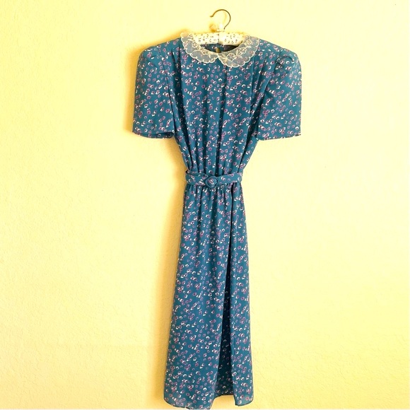 Vintage 80’s Jody of California Floral Lace Secretary Dress - Picture 9 of 10